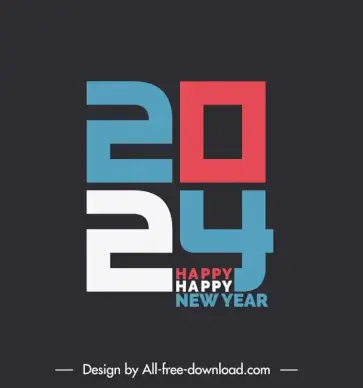 happy new year 2024 design elements elegant classic flat texts numbers