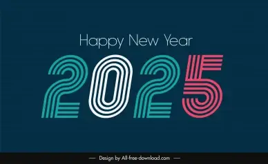 happy new year 2025 flat lines numbers layout