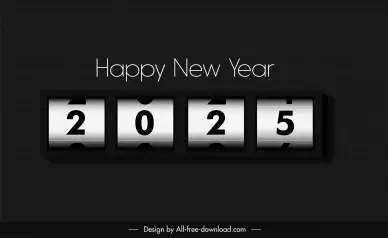 happy new year 2025 template contrast modern digital scoreboard
