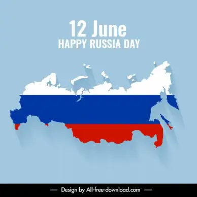 happy russia day banner flat element decor flat mdern 