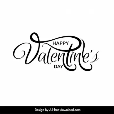 happy valentine day  typography elegant dynamic black white handdrawn outline