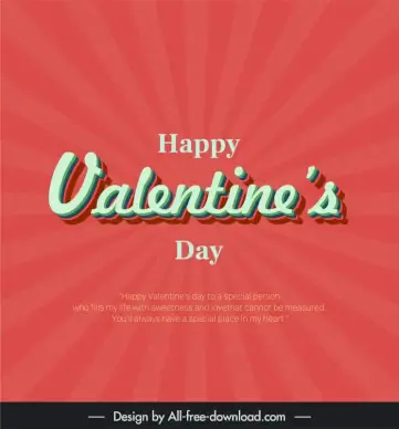 happy valentines day typography poster template dynamic rays texts decor