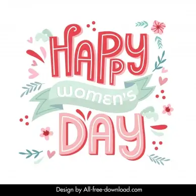 happy womens day banner template elegant classic ribbon texts flowers