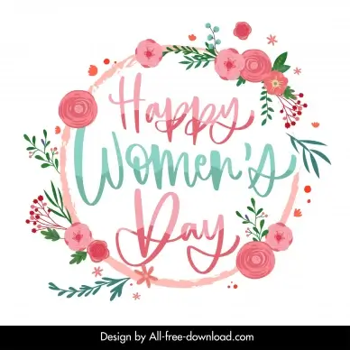 happy womens day poster template elegant flowers leaves decor