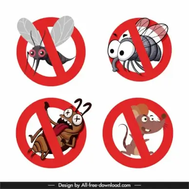 harmful animals sign templates cartoon sketch