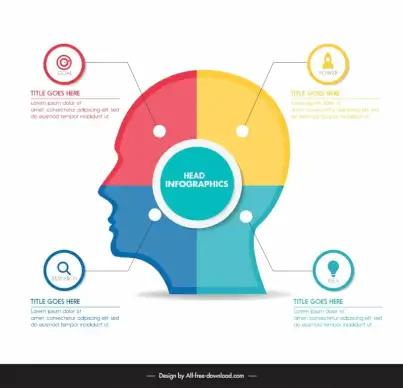 head infographic template flat modern circles ui