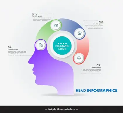 head infographic template modern flat silhouette 