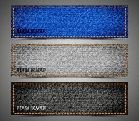 header templates sets with fabric and stitch background
