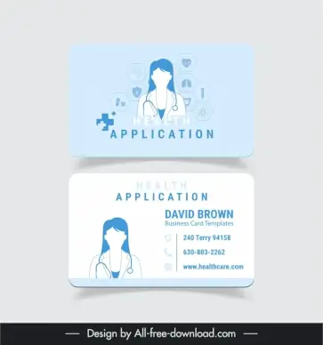 health application business card template elegant flat doctor medical elements 