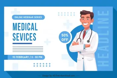healthcare advertise banner template dynamic smiling doctor