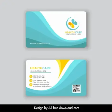 healthcare hospital business card template elegant waving curves decor