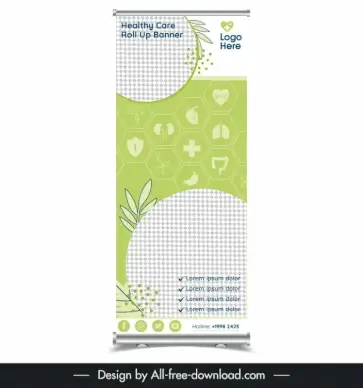healthy care banner template roll up medical elements 