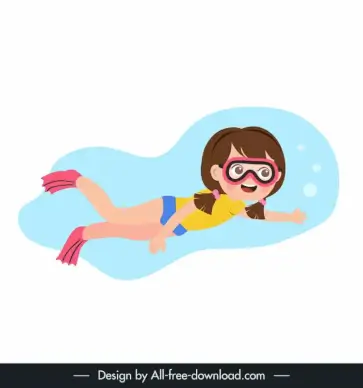 healthy life design elements dynamic little girl swimming