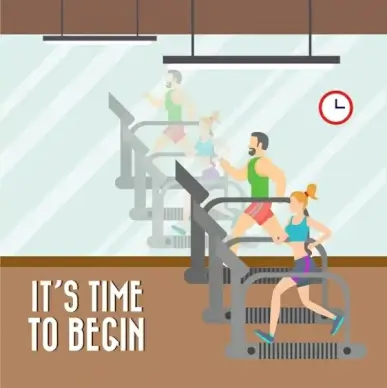 healthy life promotion banner gymnasium room reflection style