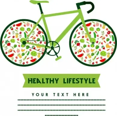 healthy lifestyle concept bicycle design with fruit icons