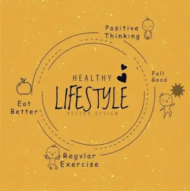healthy lifestyle concept infographic flat retro circle decor