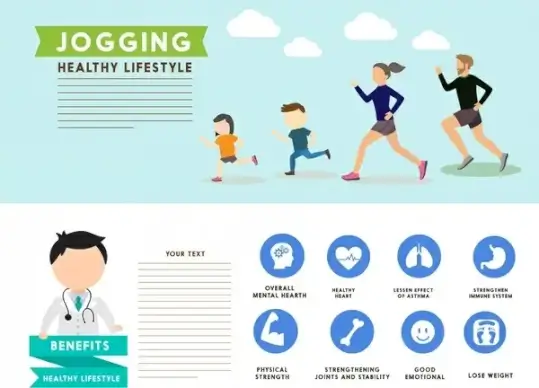 healthy lifestyle concept vector illustration with jogging activities
