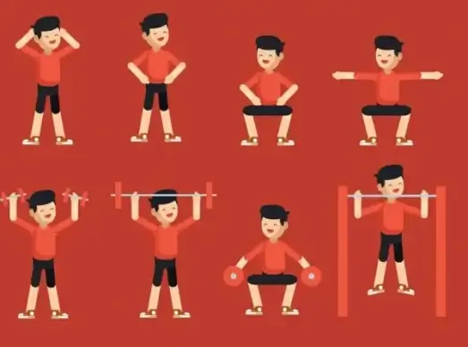 healthy lifestyle design elements exercising man cartoon characters