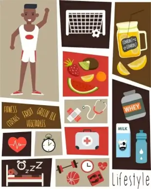 healthy lifestyle design elements health symbols decor