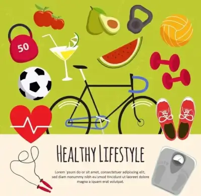 healthy lifestyle design elements various colored symbols