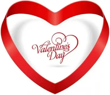 heart ribbon valentines day vector illustration