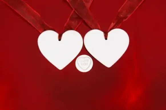 hearts on red background