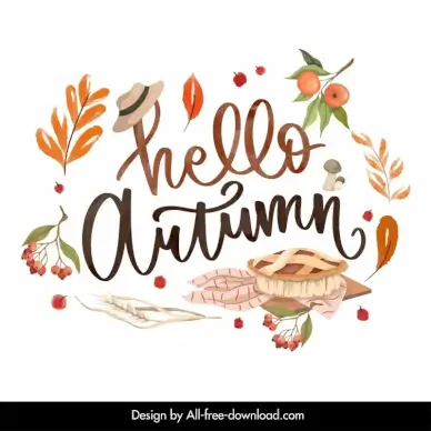 hello autumn typography banner template elegant classical 