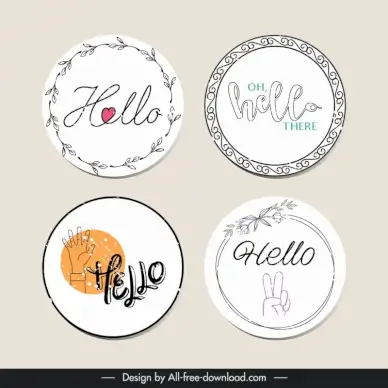 hello stamp templates collection flat classical elegance 