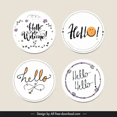 hello stamp templates flat circle texts floras 