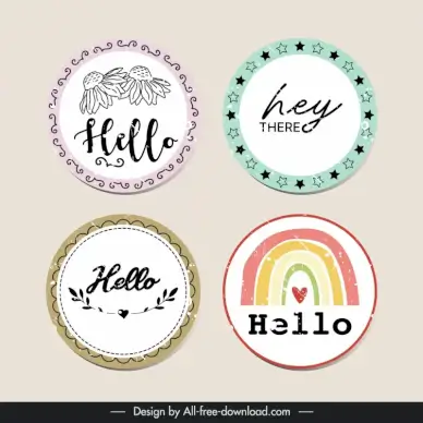 hello stamps templates flower stars hearts rainbow decor