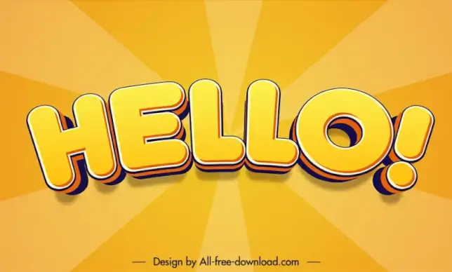 hello style sign banner modern shiny rays text decor