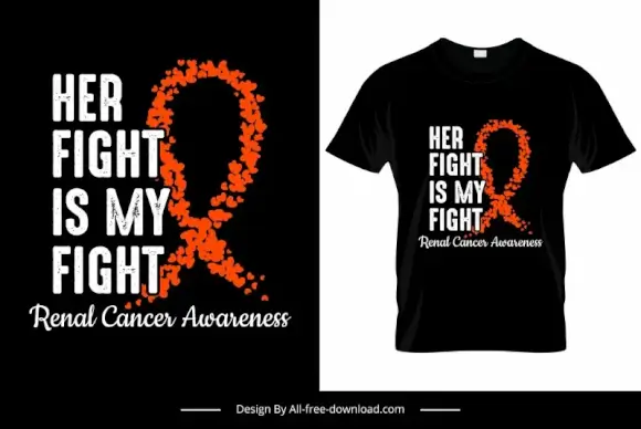 her fight is my cancer awareness quotation tshirt template retro dark contrast design