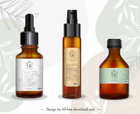 herb bottles templates modern realistic sketch