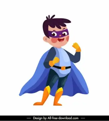 hero boy icon cute cartoon character sketch