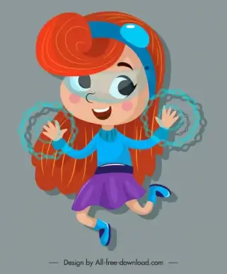 hero girl icon cute magic cartoon character sketch