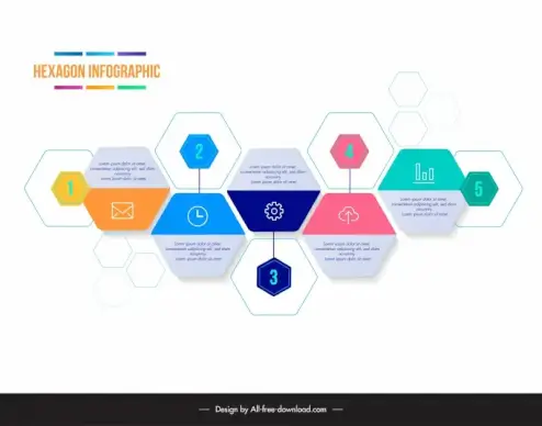 hexagon infographic template symmetric geometry 