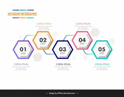 hexagon infographic template symmetric geometry lines connection