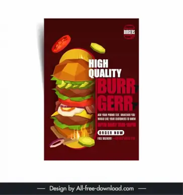 high quality burger flyer template dynamic low polygonal design 