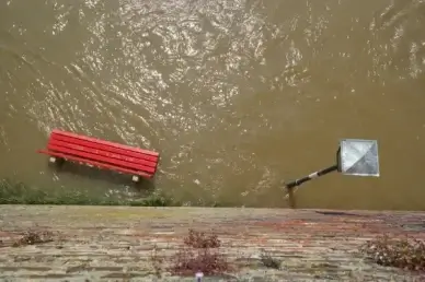high water park bench street lamp