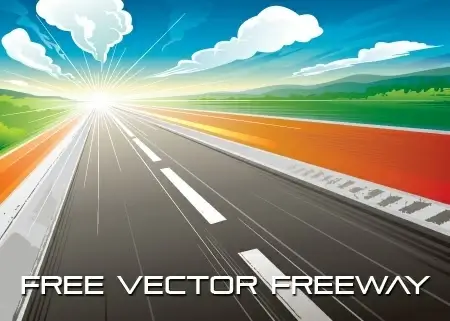 sunrise on highway theme colored design style