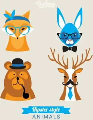 hipster animal set
