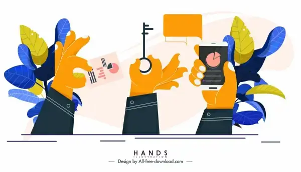 holding hands icons various gestures sketch