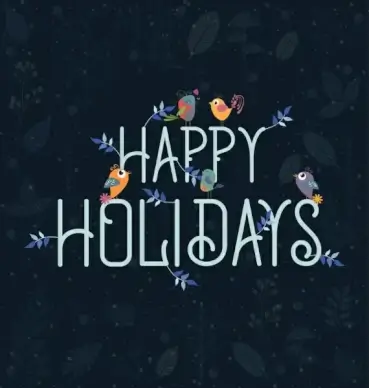 holiday backdrop birds texts ornament vignette design
