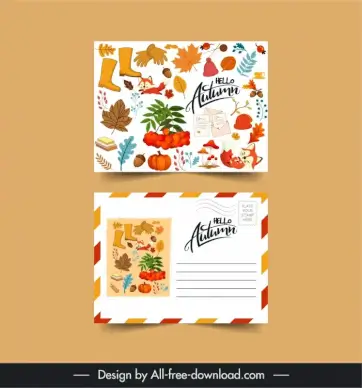 holiday postcard templates autumn elements decor