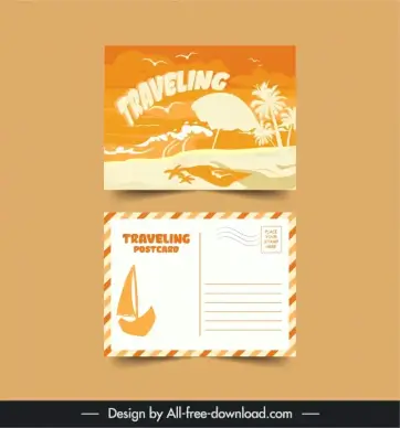 holiday postcard templates classic sea scene 
