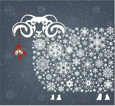Holidays snowflakes sheep