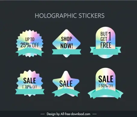 hologram labels templates collection modern different geometric shapes