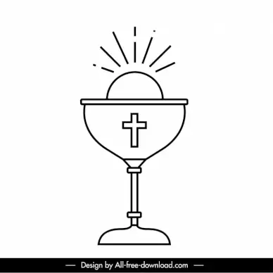 holy grail icon flat black white handdrawn outline