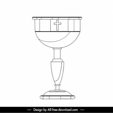 holy grail sign icon black white flat cup cross symbol outline