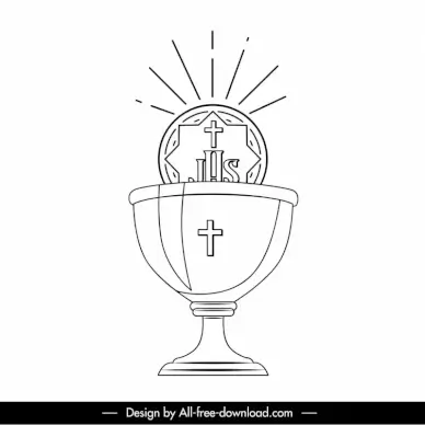 holy grail sign icon flat classical black white outline